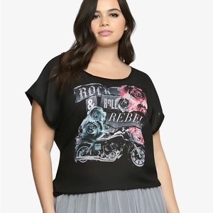 Torrid Rock Rebel Chiffon Front Tee G3
